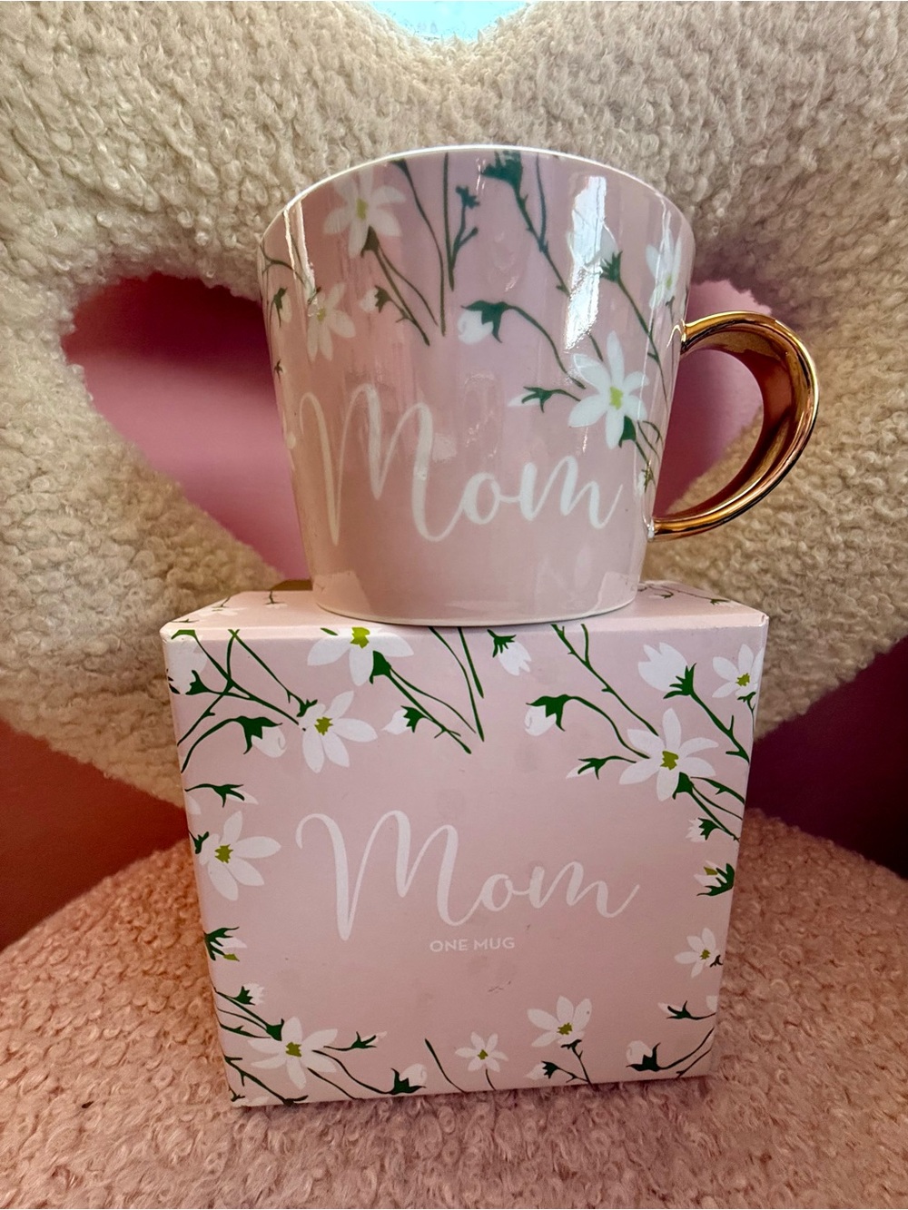 Rosanna Mom Floral Mug Pink Daisy Gold Handle Gift Coffee Cup NIB